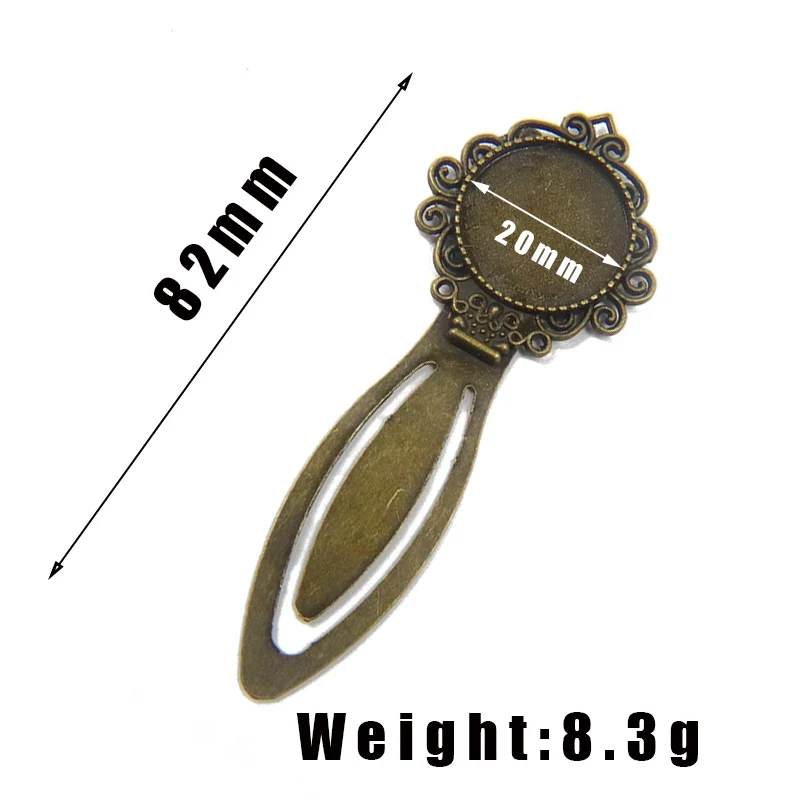 5 Style Mix 20mm Vintage Manual Bookmark Cabochon Tray Base Blank Setting DIY Making Bookmark Jewelry Components