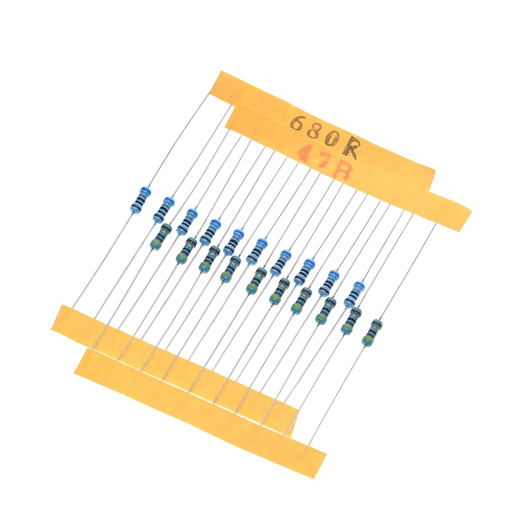 TZT 600pcs/set 30 Kinds 1/4W Resistance 1% Metal Film Resistor Pack Assorted Kit 1K 10K 100K 220ohm 1M Resistors 300pcs/set