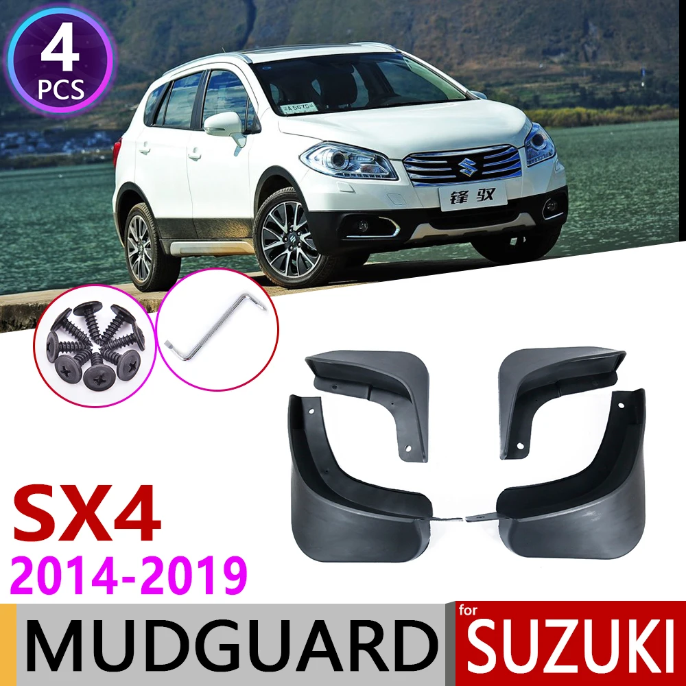 4PCS Car Mudguards for  Suzuki S-Cross SX4 2014~2019 Mudflap Fender Mud Flaps Guard Splash Flap Accessories 2015 2016 2017 2018