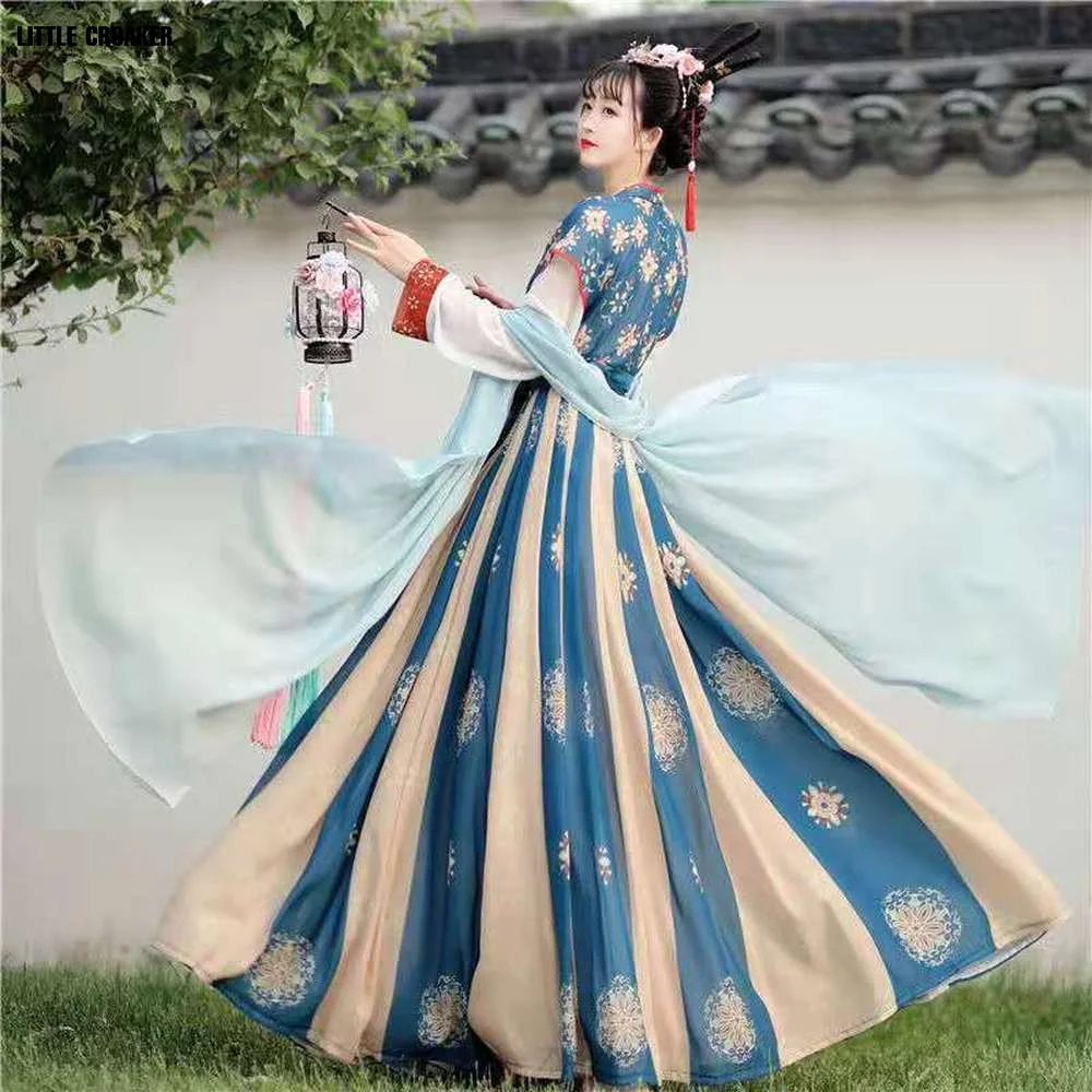 Vestido de Hanfu tradicional para mujer, traje Tang de la antigua dinastía Tang, Princesa de hadas, trajes de baile clásicos chinos, accesorios Hanfu