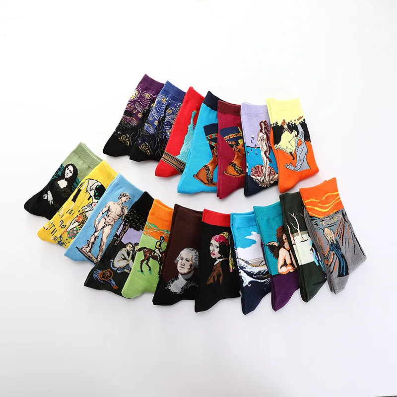 Retro new Van Gogh mural world famous oil painting series men and women socks funny funny party crew gentleman casual socks