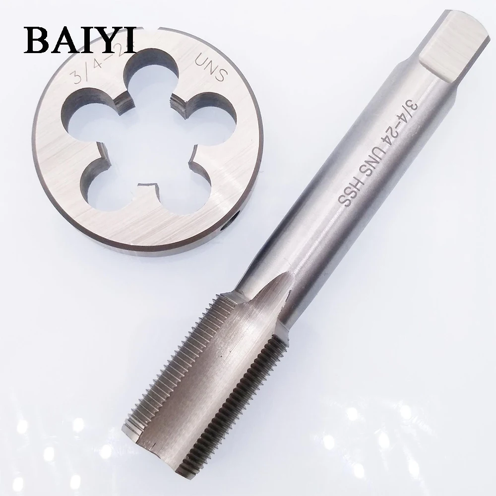 HSS 3/4-24 UNS Tap + 3/4-24 UNS Die Right Hand US Tap Pitch Threading Tools For Mold Machining