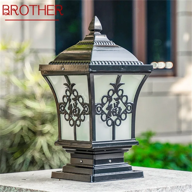 

BROTHER Outdoor Classical Post Light Retro Waterproof Pillar LED Wall Lamp Fixtures for Home Garden