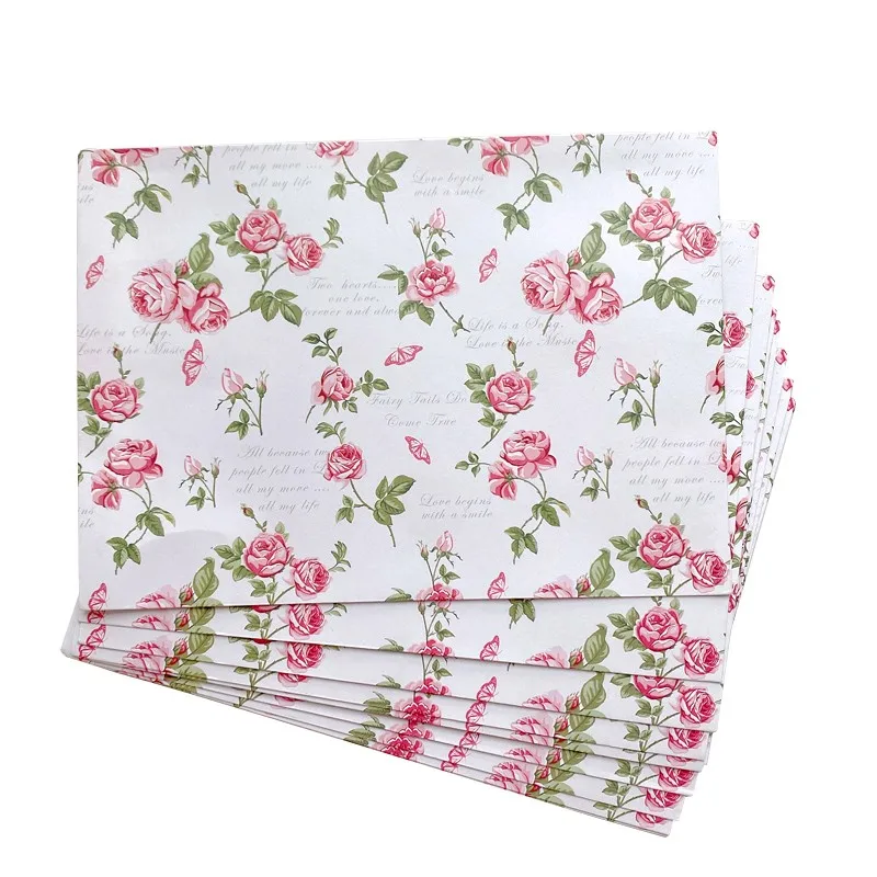 10pcs Rose envelope Pastoral style Paper DIY Stationery Decorative writing envelopes gift bag 17.5*12.5cm