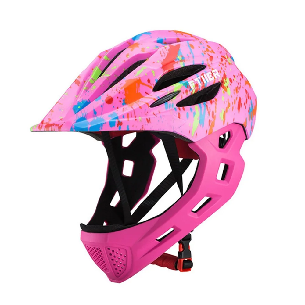 LED Kids Off-road Full Face MTB Bike Helmet Balance Sports Downhill Cycling Helmet Cascos Ciclismo Fit for 3-10 Years Kids