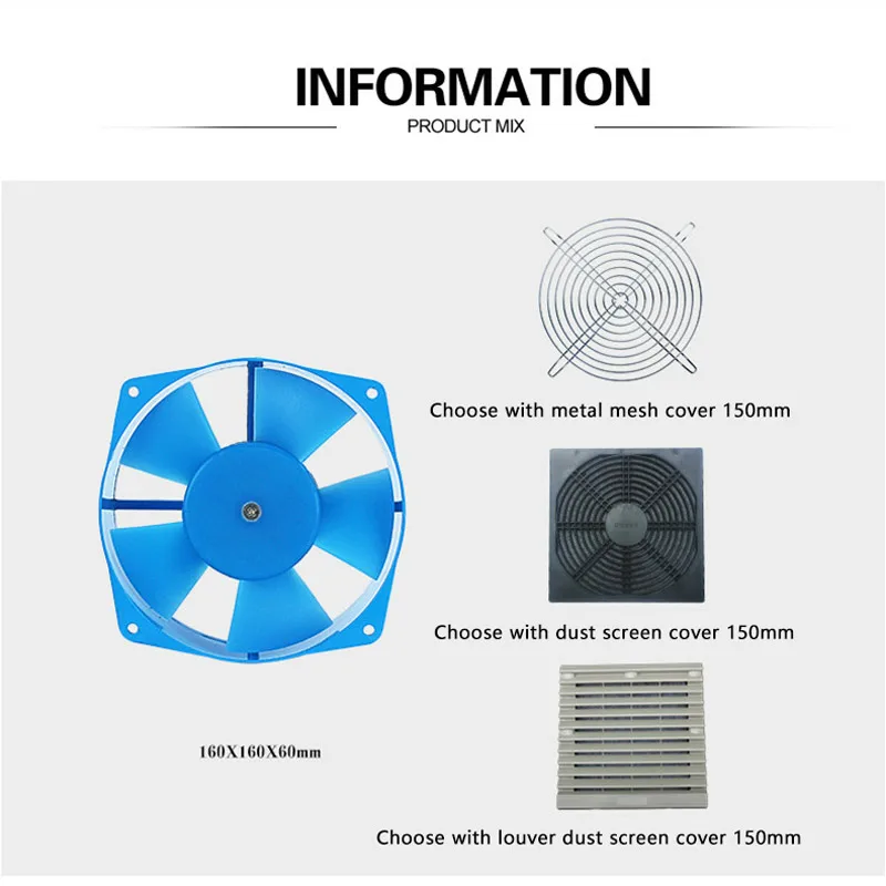 Ventilador axial de una sola brida, ventilador de refrigeración de caja eléctrica, CA 220V/380V, 30W/35W, 150FZY