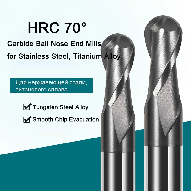 HRC70 fresa in carburo di tungsteno fresa a sfera naso fresa stampo speciale CNC Router Bit R3 strumenti per acciaio inossidabile lega di titanio