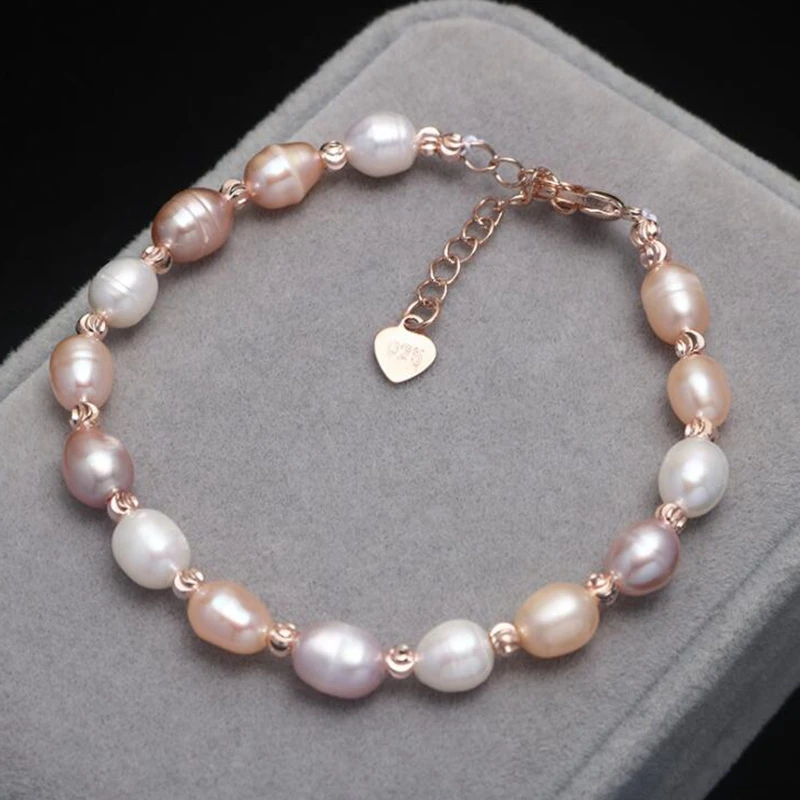 Natural freshwater pearl bracelet Real Pearl Bracelet Female Adjustable Rice Beads Bracelet For Girl Birthday Present