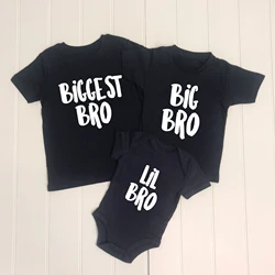 Sibling Tshirt Set Biggest Bro Big Bro Lil Bro Anouncement Family Look Matching Tshirts Baby Bodysuits Family Matching Tops