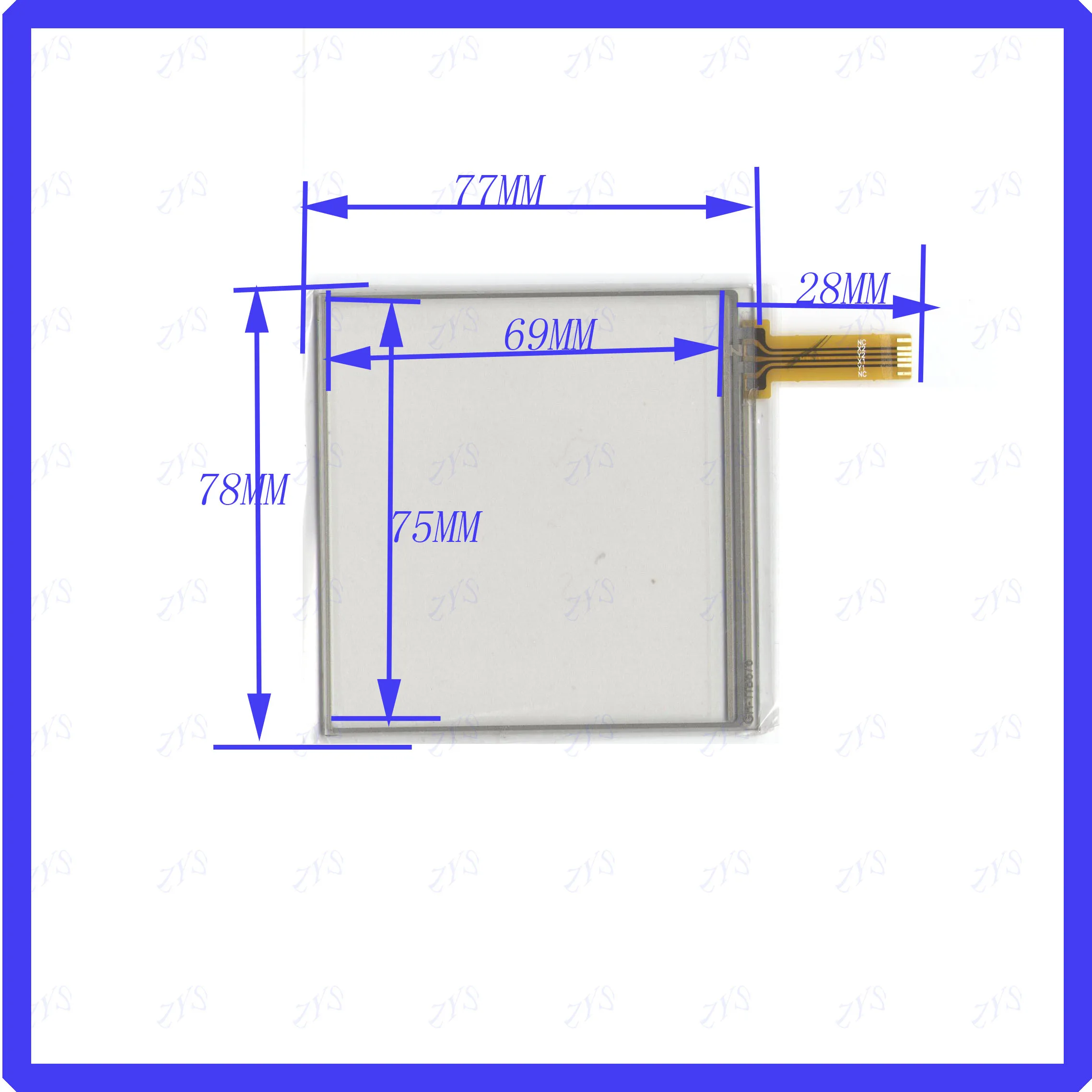 ZhiYuSun  GH-11B676  77mm*78mm 3.8inch   resistive touch panel for Car DVD, 77*78 GPS Navigator screen  glass GH11B676