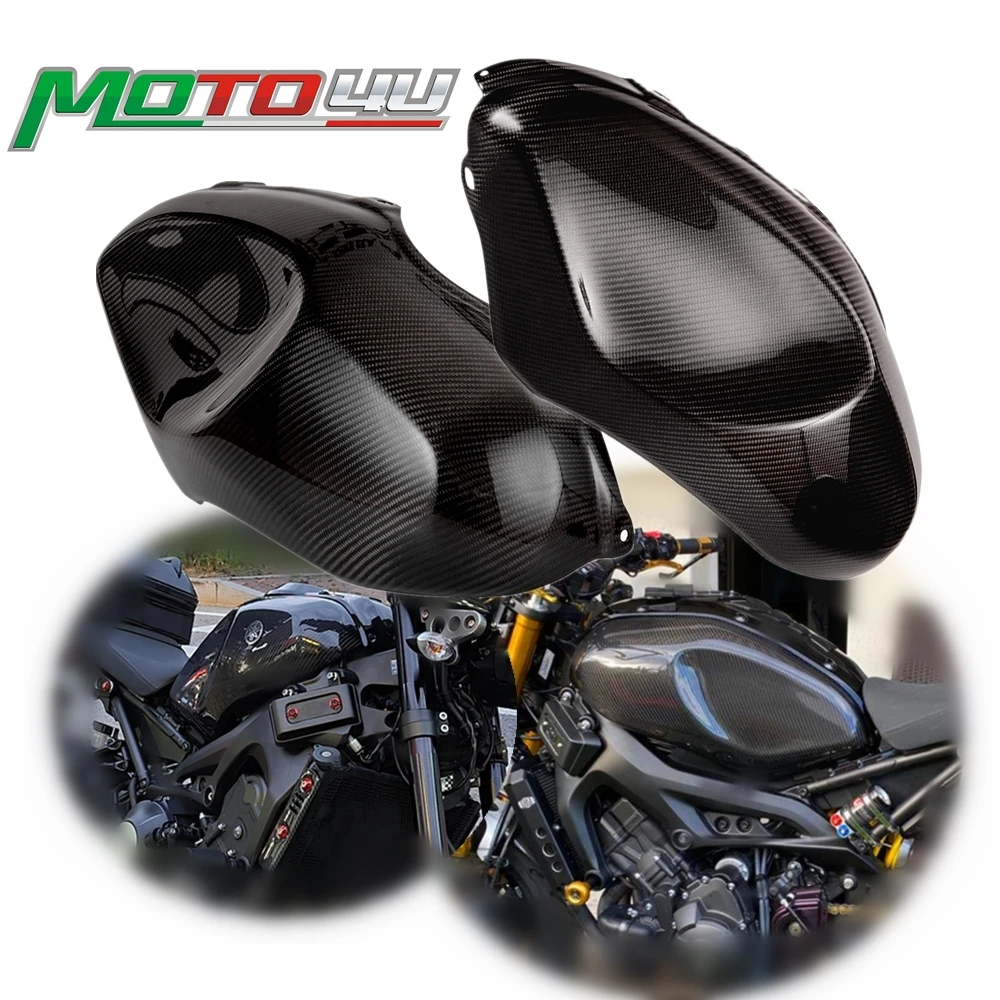 Carbon Side Tank Covers Motorcycle Tank protector Covers Sliders Protectors 100% Carbon Fiber Gloss For YAMAHA XSR900 XSR 900