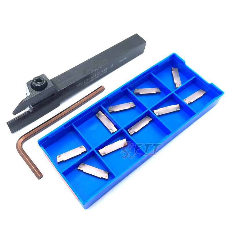 10PCS MGMN200 G YC1125 High quality Carbide Inserts 1PC MGEHR1010-2 External Grooving Tool Holder Parting Plate  Lathe Tool Set