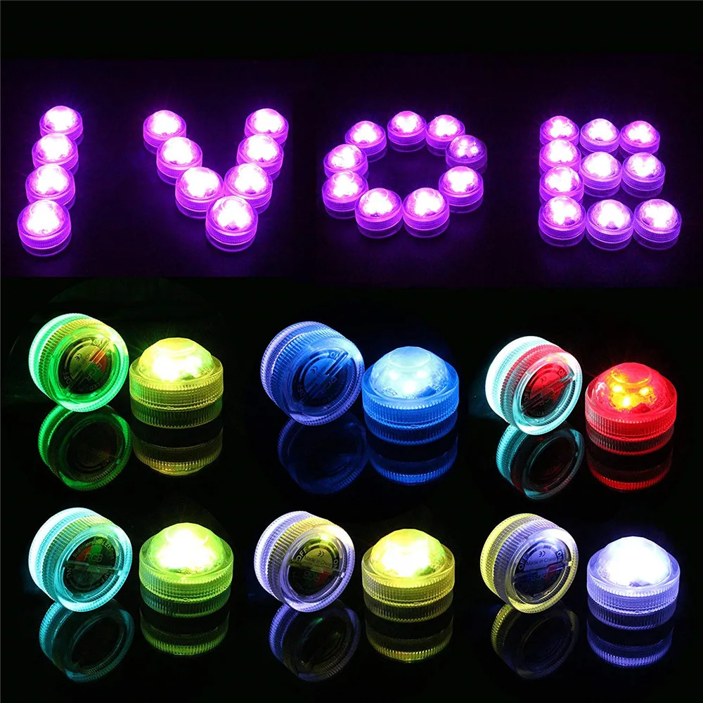 10pcs RGB Submersible Light Remote Control Color Changing Swimming Pool Light for Wedding Fish Tank Pond Vase Bowl Party Decor