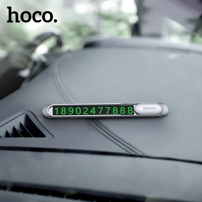 

Hoco Metal Car Temporary Parking Card Plate Sticker Phone Number Holer Night Luminous Hidden Temporary Parking Card Accesscories