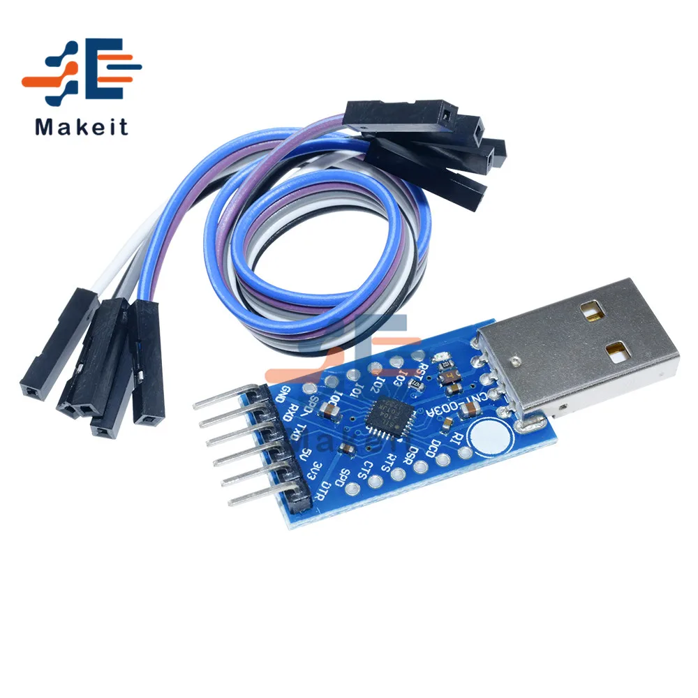 USB 2.0 to TTL UART 6PIN Module Serial Converter CP2104 STC PRGMR Than CP2102 With Free Dupont Cables