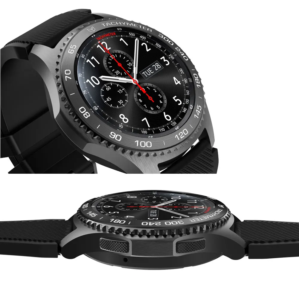 Anel de moldura estiloso para samsung gear s3 frontier, samsung galaxy watch 46mm, pulseira inteligente, capa de proteção com anel