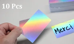 10Pcs Thickness 0.3mm Blank Holographic Silver Rainbow Color PVC Business ID Card Waterproof