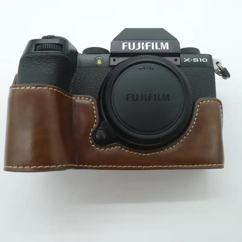 Kamera Video Tas Half Case untuk Fujifilm Fuji XS10 XS-10 Casing Bawah dengan Baterai Buka