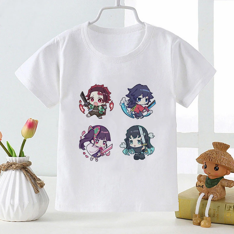 Cartoons Anime Kimetsu No Yaiba T Shirt Kids Kawaii Cartoon T-shirt Children Demon Slayer Funny Demon Blade Tshirt Boys/girls.