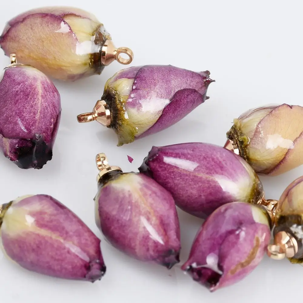 

15-20mm Dried Flower Earring Botanical Resin Earrings Real Nature Rose Earring Jewelry 5pcs