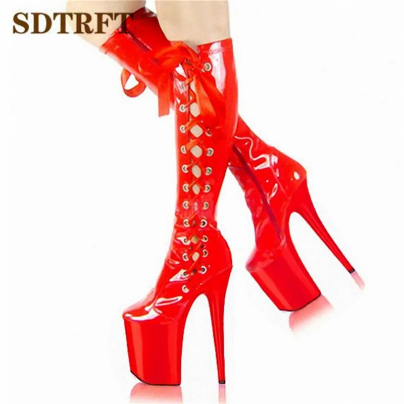 SDTRFT Fashion Show 23cm Thin Heels Knee-High boots Platform Spring/Autumn unisex botas mujer ladies wedding Pumps women\'s shoes