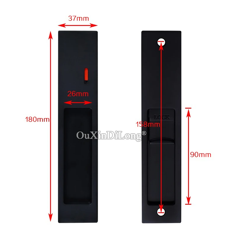 Brand New Double-side Sliding Door Lock Invisible Hidden Kitchen Balcony Bathroom Aluminum Alloy Wooden Door Hook Locks