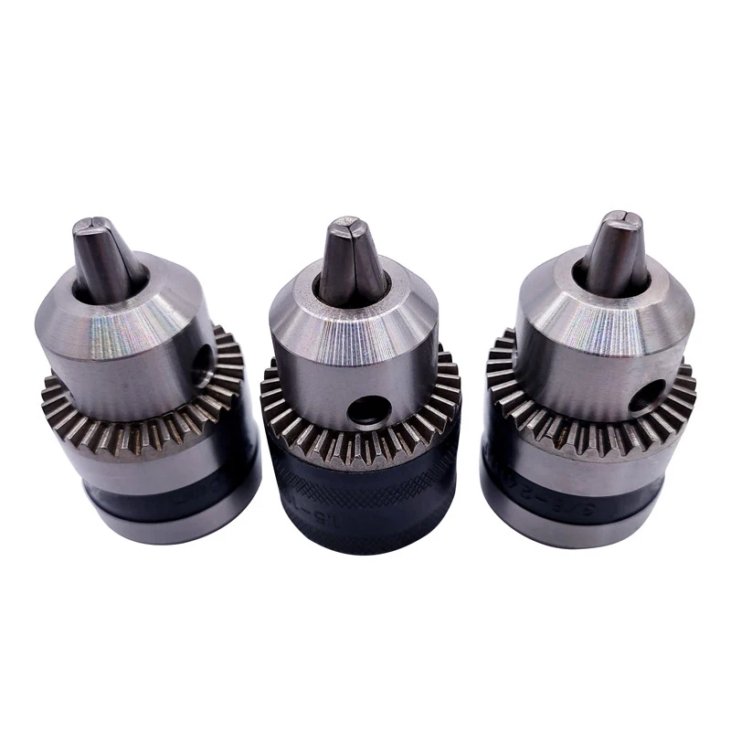 1pcs 1.5-10mm B12 3/8 Thread Drill Chuck Conversion Drill Chuck 1/2 M12x1.25 Wrench Into Electric Drill Keyless 3 Jaw Chuck