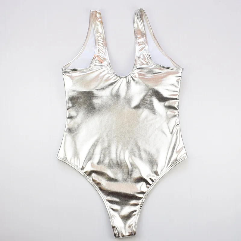 Sexy Glitter Swimsuit Women One Piece Swimwear 2023 Padded Sport 1 Onepiece Swimming Suit For Ladies Bathing Suit Gold Silver