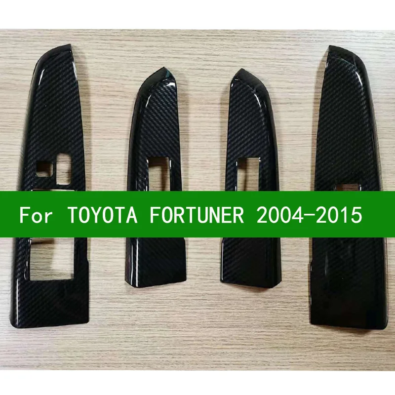 For toyota fortuner AN50 AN60 2004-2015 Pickup Power window switch Window lifter trim，Carbon fiber pattern Interior Door sticker