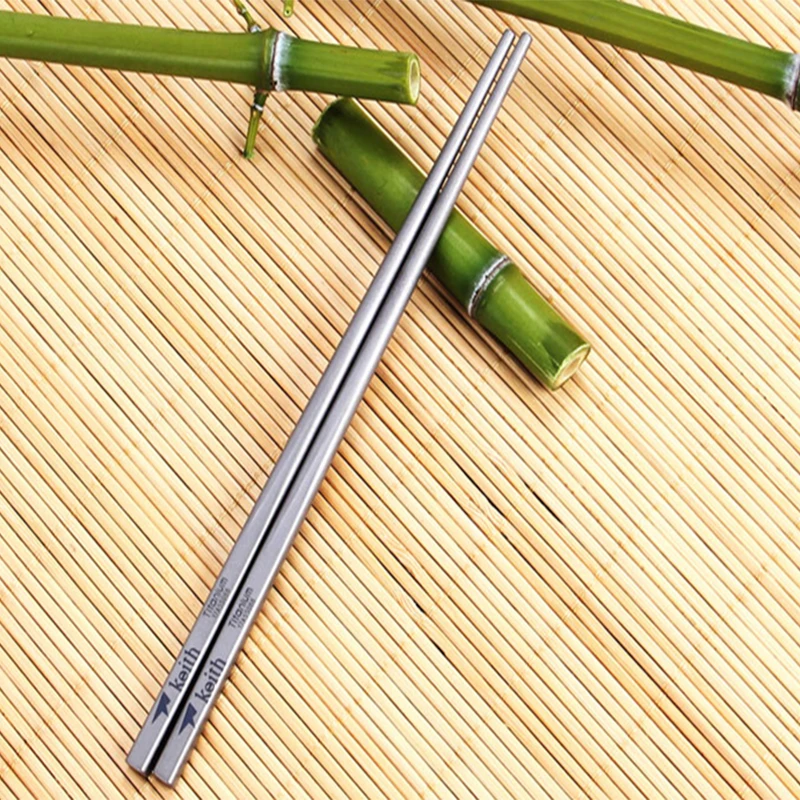 Keith Titanium Tableware Chinese Chopsticks Square Solid Chopsticks Ultralight Outdoor Camping Bacteriostatic Tableware 230mm