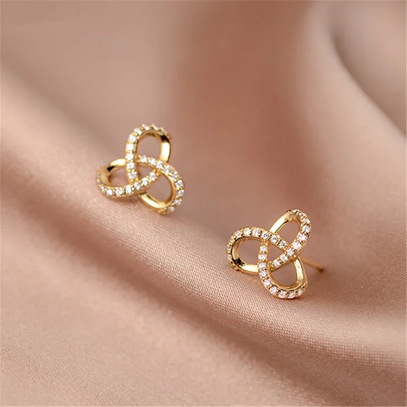 100% 925 Solid Real Sterling Silver Hollow Flowers With CZ Stud Earrings For Women Lady Silver 925 Diamonds Fashion Jewelry