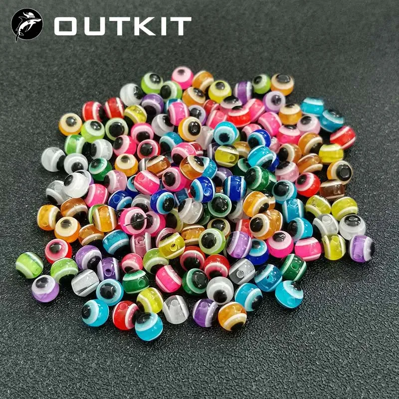 50pcs/lot Fish Eye Fishing Beads 6mm 8mm Mixed Color Luminous Carolina Rigs Taxes Rigs Fishing Beads DIY Kit Bass Fishing Tackle