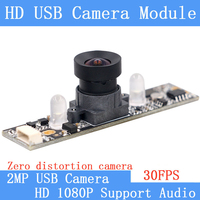 Industrial Surveillance Webcam 95° Zero Distortion 2MP Full HD 1080P OTG UVC Linux 30FPS USB Camera Module With Microphone