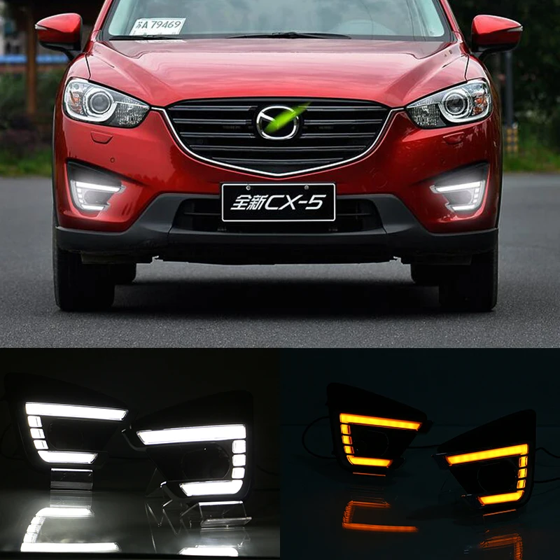 

For Mazda CX-5 CX 5 CX5 2012 - 2016 With Yellow Turning Signal Function Waterproof Car DRL 12V LED Daytime Running Light