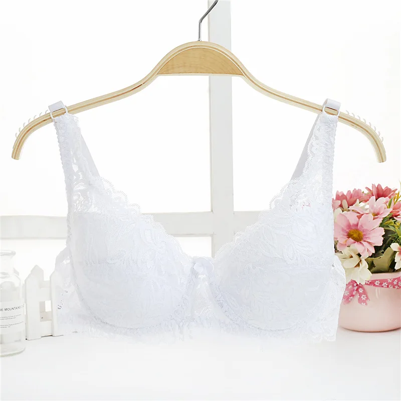 Big size Lace Floral Embroidery Bra big thin cup Push Up Bra For Women Sexy Lingerie Comfortable Adjustable t shirt lady Bra