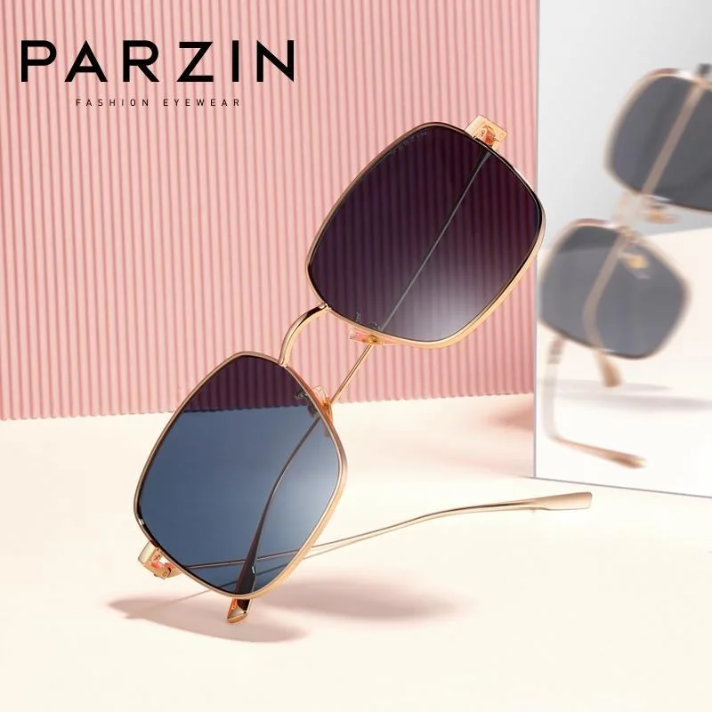 PARZIN Sunglasses For  Women Vintage Rectangle Metal Female Sun Glasses Ladies Eyewear UVA/UVB 92028