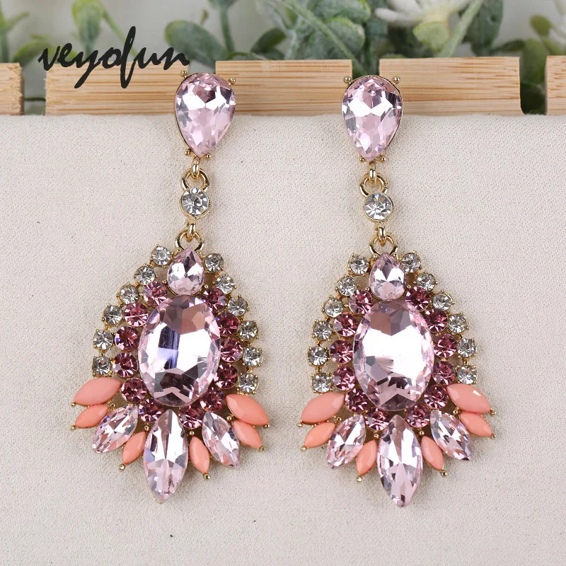 Veyofun Luxury Classic Crystal Dangle Earrings Hyperbole Drop Earrings for Women Fashion Jewelry New Gift