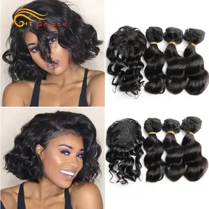 Deep Wave Bundles Short Natural Human Hair Extension 8 10 12 Inch Kinky Curly Loose Deep Peruvian Hair Bundles and Closure AliExpress