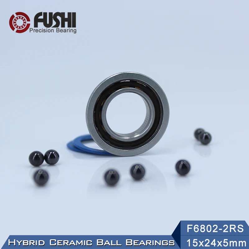 

F6802 Hybrid Ceramic Bearing 15*24*5 mm ABEC-1 1PC Industry Motor Spindle F6802HC Hybrids Si3N4 Ball Bearings 3NC F6802RS