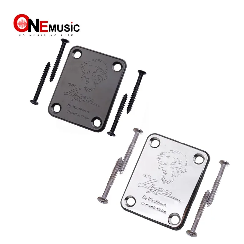 Electric Bass Guitar Neck Joint Plate with LOGO Chrome Connecting Strengthen Guitar Accessories