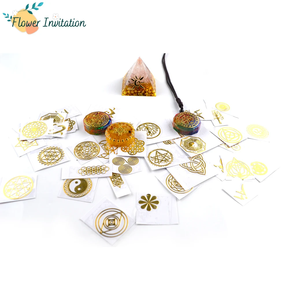 Flower Invitation Epoxy Resin Jewelry Pyramid Flower of Life Organ Energy Tower Materials Metal Energy Sticker 1