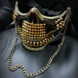 H3318 Men Rivet Cosplay Headwear Halloween Christmas Masquerade Adult Club Graduation Party Nightclubs  Anonymous Headwear