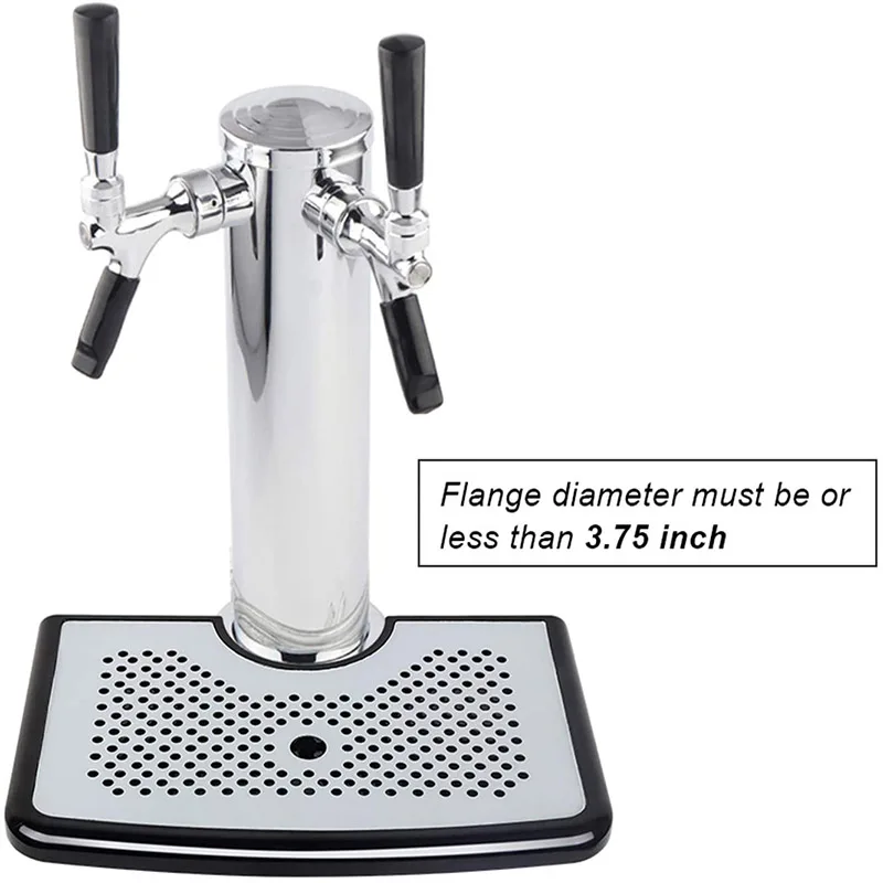 Beer Drip Tray , Kegerator Surface Mount Beer Beverage Drip Tray with Beer Tower Cut Out & Non-Slip Grip No-Drain Hole,Bar Tools