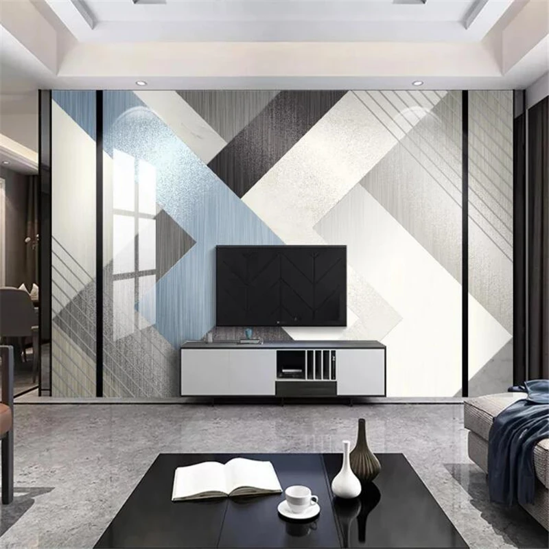 Beibehang Aangepaste Behang 3d Jazz Witte Metalen Grijs-Blauw Marmer Minimalistische Geometrische Abstracte Achtergrond Muur Woonkamer Обои