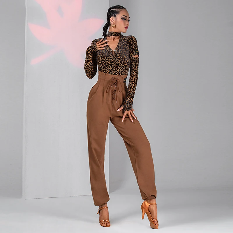 ใหม่ Latin Dance กางเกงผู้หญิงสายรัดเอวหลวมเสื้อผ้า Chacha Rumba Latin ฝึกสวมใส่ห้องบอลรูมเต้นรํากางเกง DNV15497