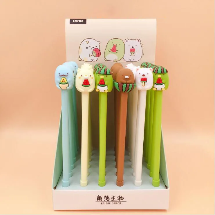 

36 pcs/lot Cartoon Sumikko Gurashi Gel Pen Cute 0.5 mm Signature Pens School Office writing Supplies Promotional Gift