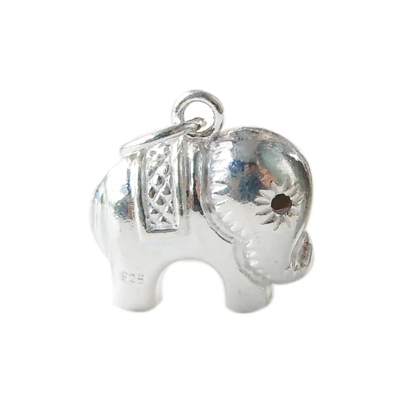 solid 925 sterling silver charm,pendant charm,elephant spacer bead charms for necklace & pendant  sterling silver jewelry ,1pc