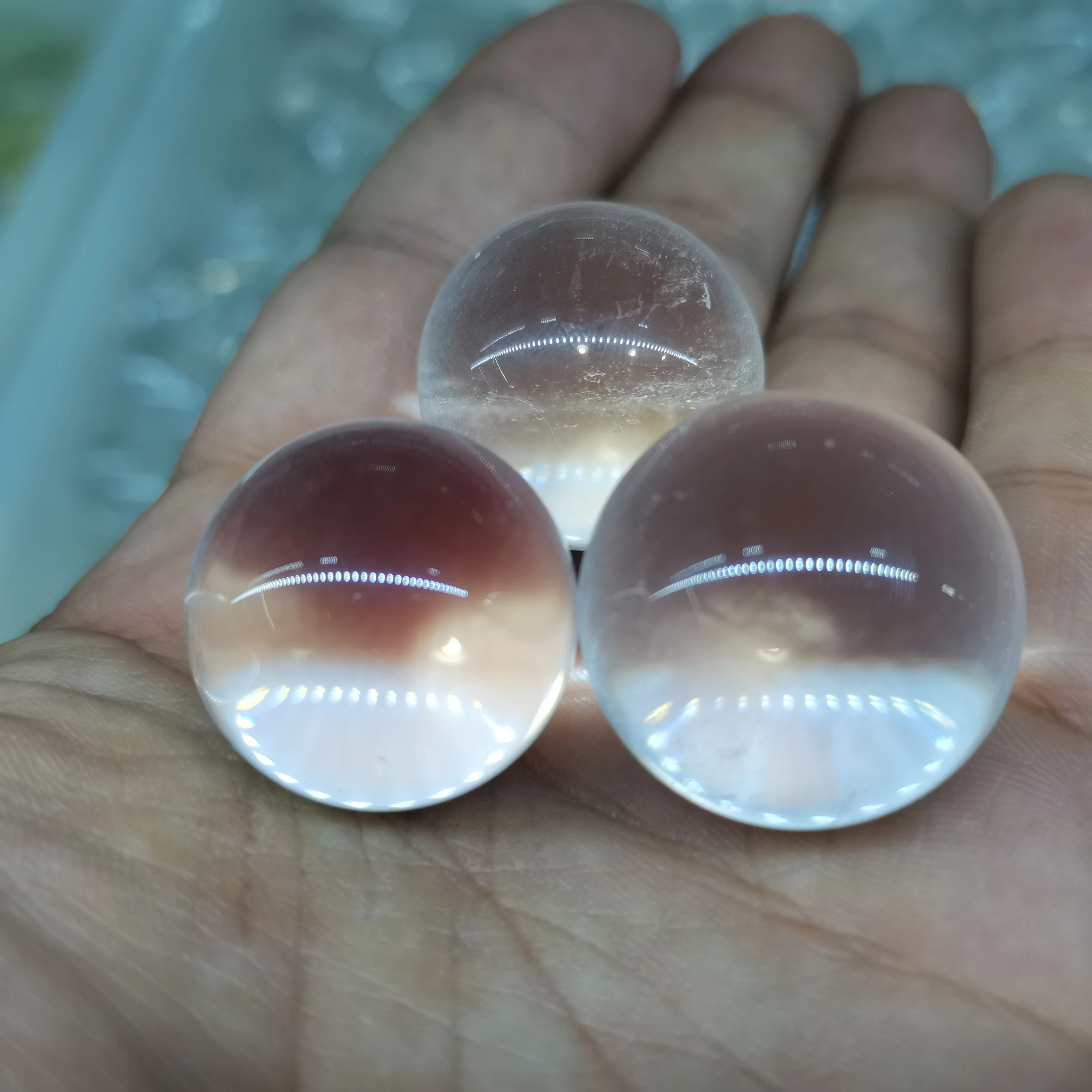 

25-30mm Natural Clear White Crystal Quartz Sphere Ball Specimen Collection Healing 3pcs