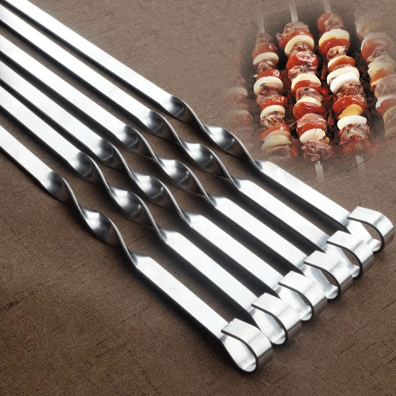 YOMDID 6pcs/Set Barbecue Skewers Stainless Steel Meat String Chunks Of Meat Roast Stick For BBQ Outdoor Picnic churrasqueira