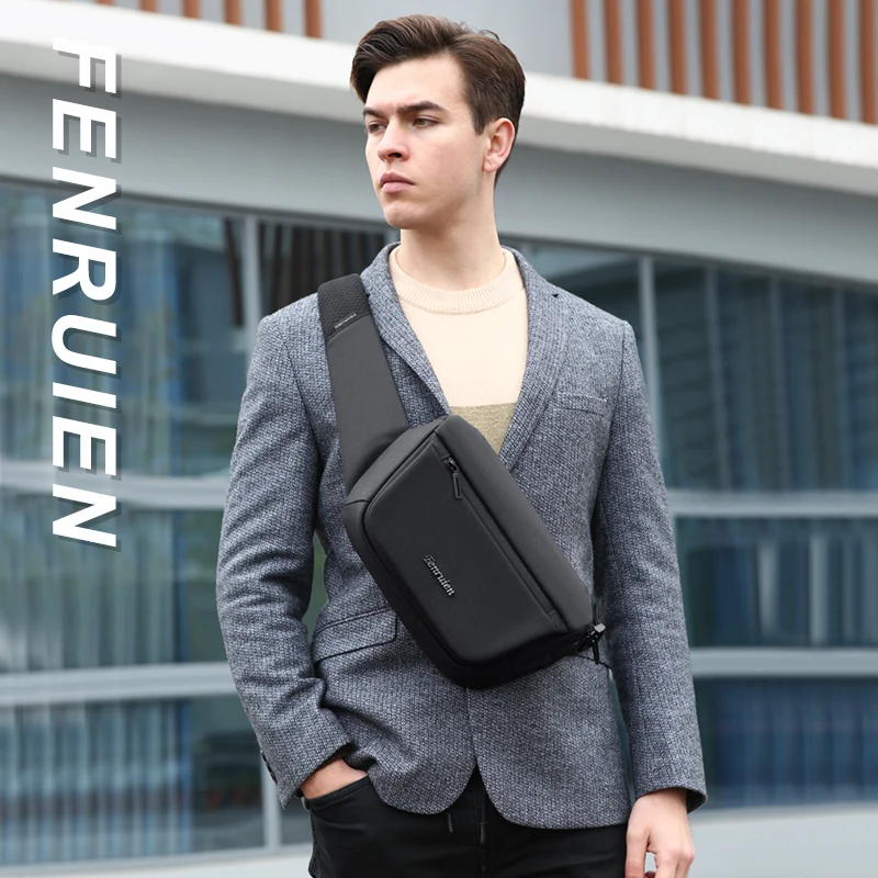 Fenruien 2021 New Men Shoulder Bag Casual Messenger Bags Waterproof Male Waist Pack Short Travel Crossbody Bag Fit 9.7 Inch iPad